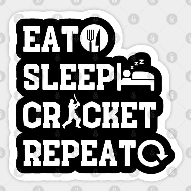 Cricket Gift Eat sleep cricket repeat Sticker by NomiCrafts